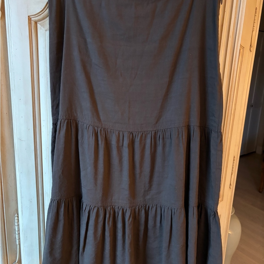 Theory Ruffle Midi Skirt Size 4 - Olive Green